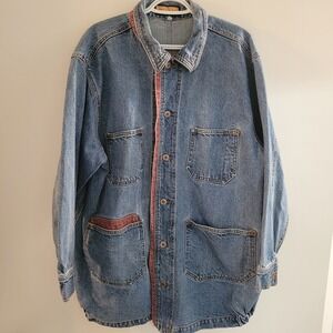 Vintage R Rodeo Blue Jean Denim Jacket Men's Size Large Pockets Button USA Made